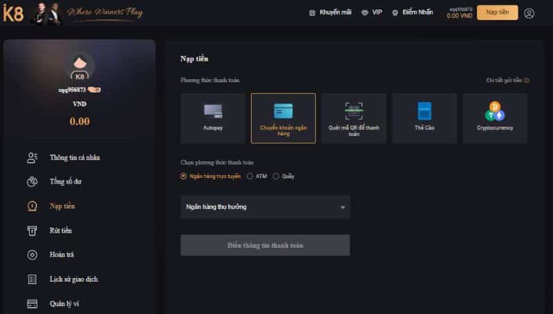 Nạp tiền k8bet